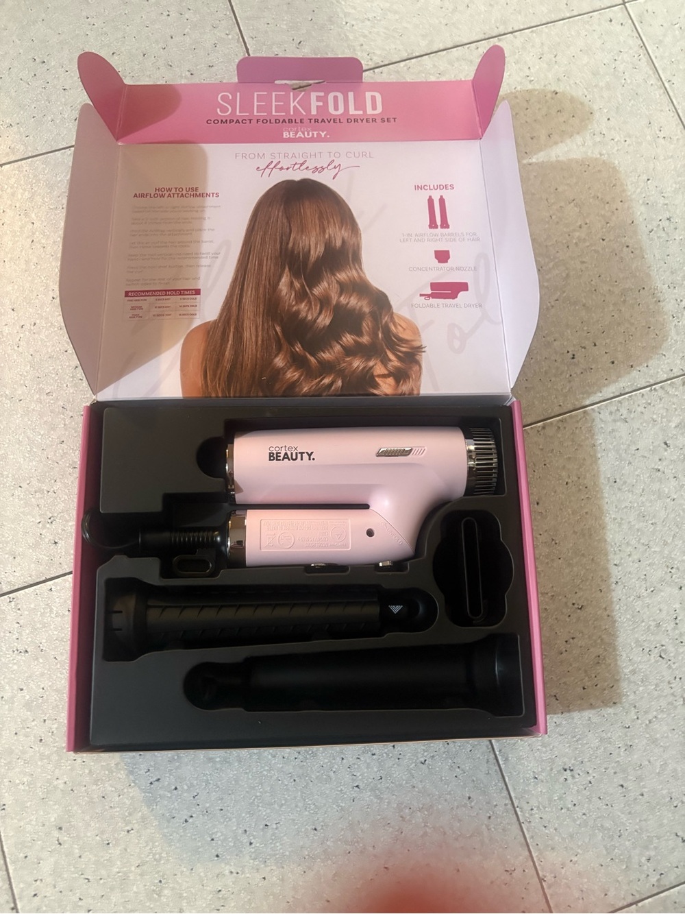 SleekFold Compact Travel Hair Dryer & Styler - Pink